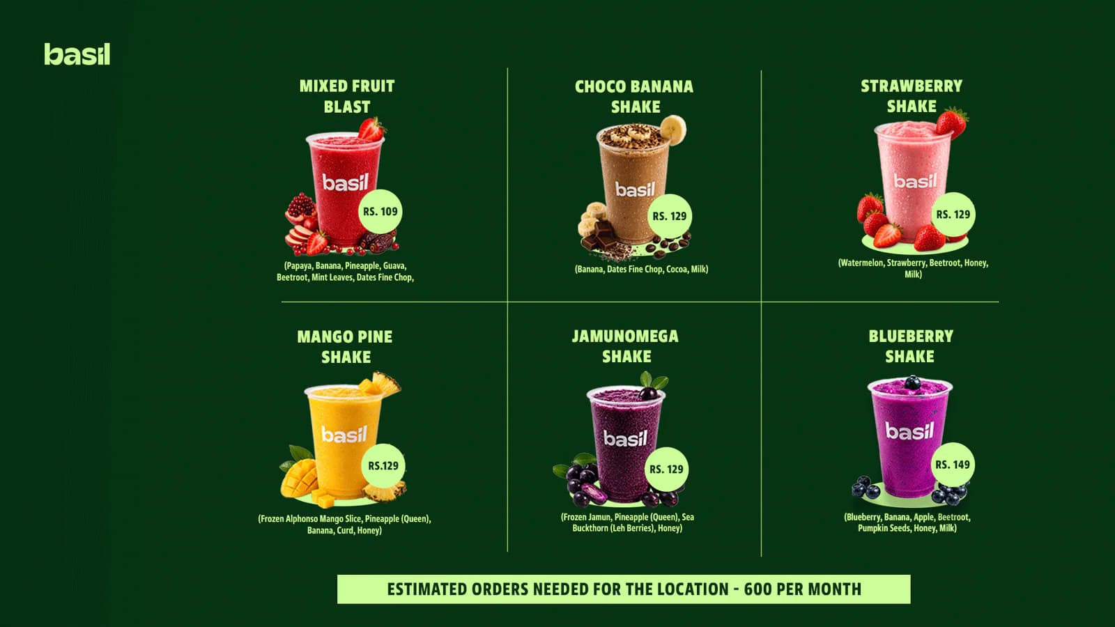 Six Basil beverage and product visuals