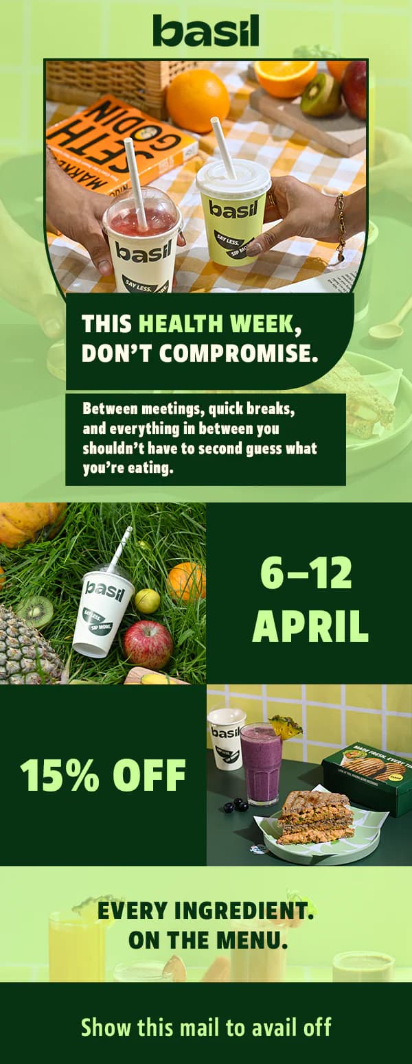 Basil emailer: this health week, don't compromise