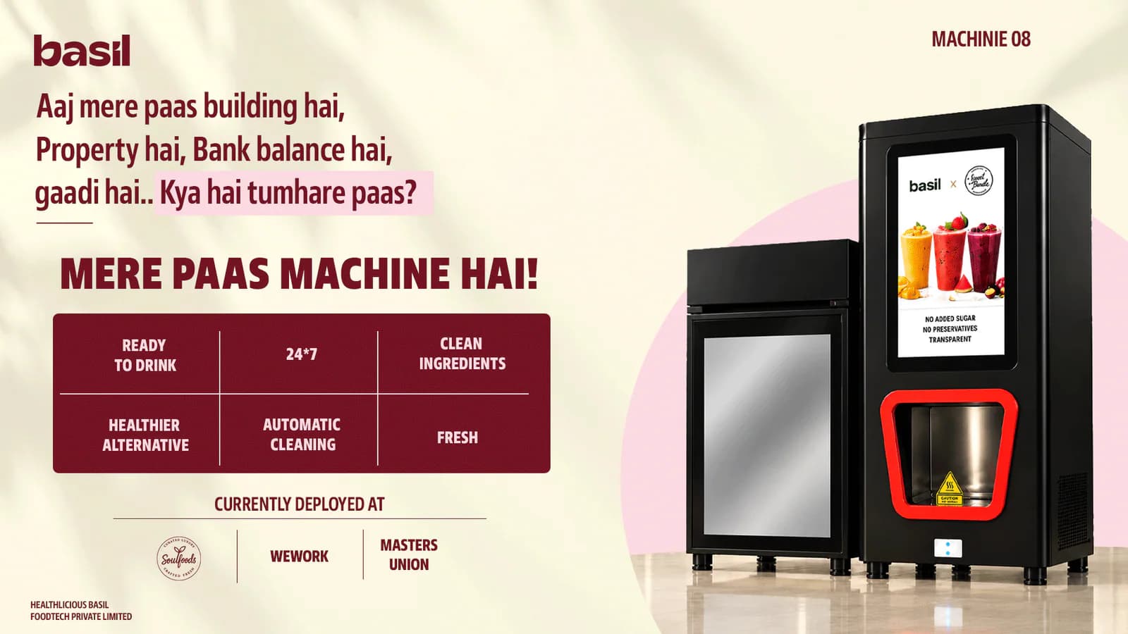 Basil beverage machine presentation slide