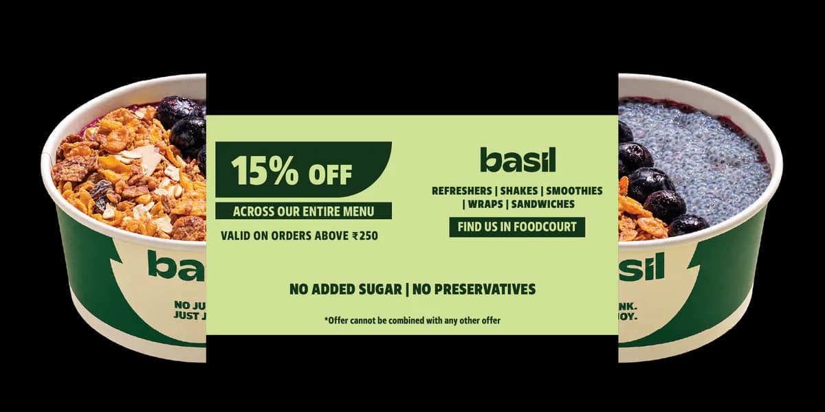 Basil 15% off split voucher