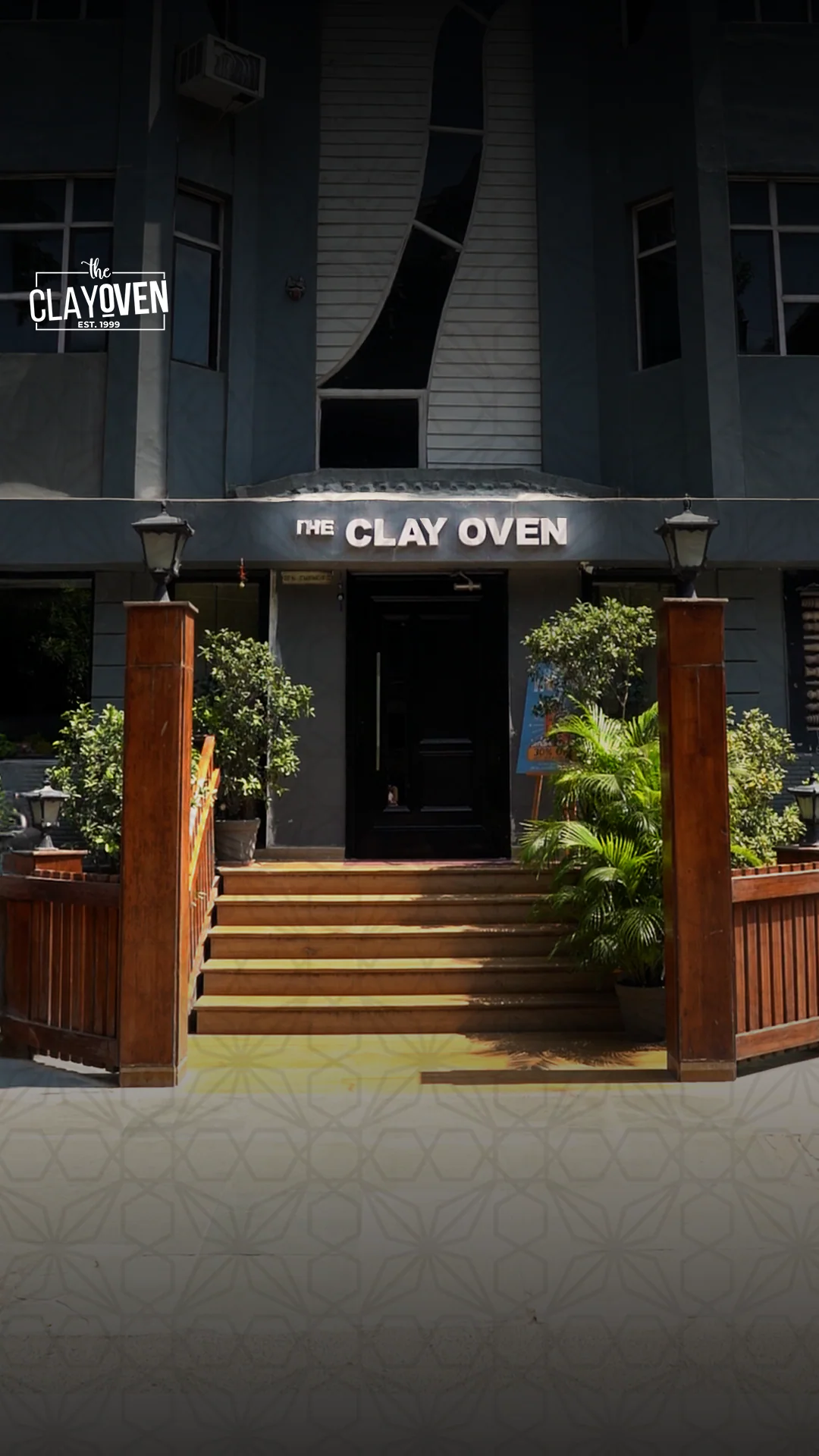 Clayoven restaurant exterior with logo