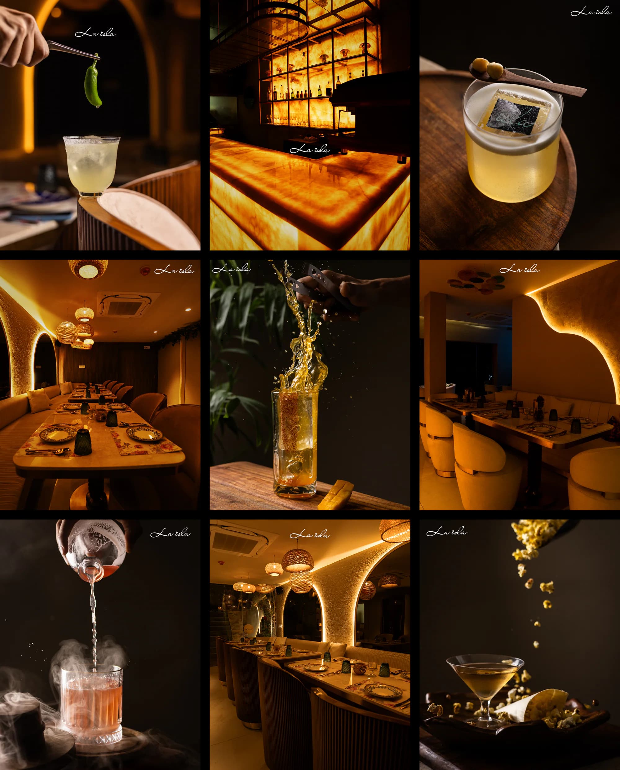 La Isla Instagram grid: interiors, cocktails, table settings and dining moments
