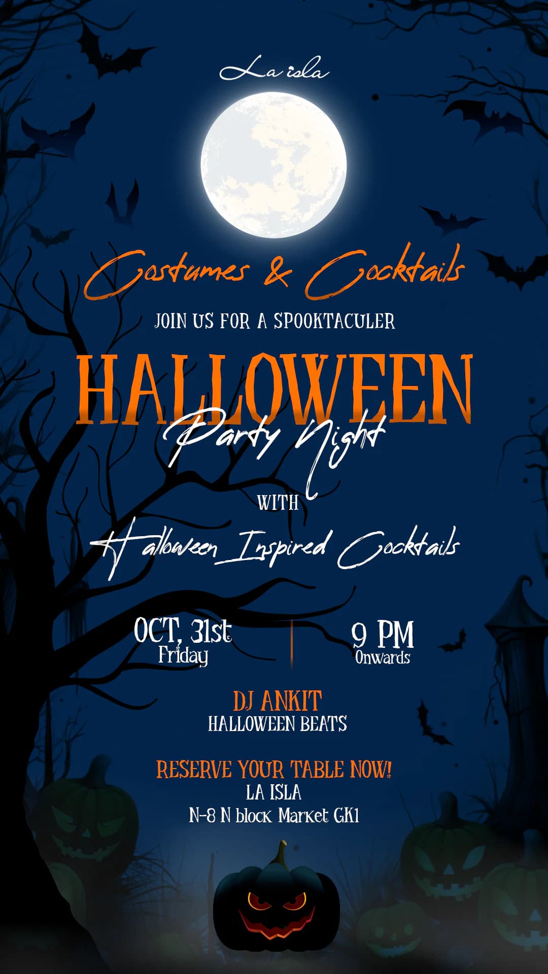 La Isla Halloween party night, costumes and cocktails