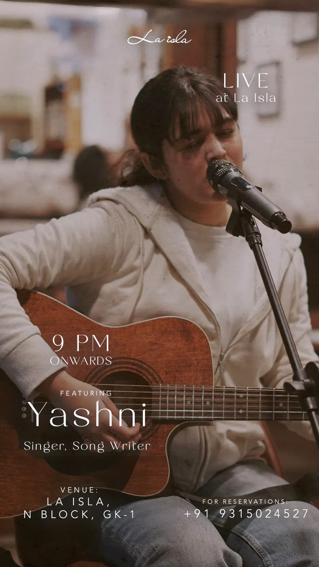 La Isla live singer poster featuring Yashni