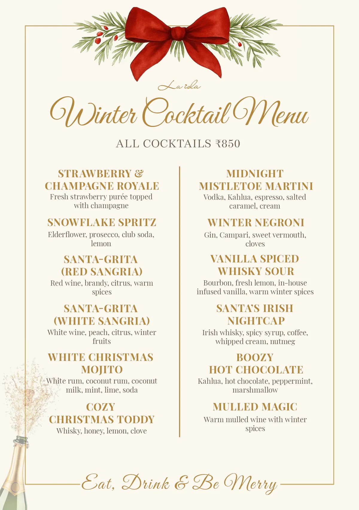 La Isla: winter cocktail menu