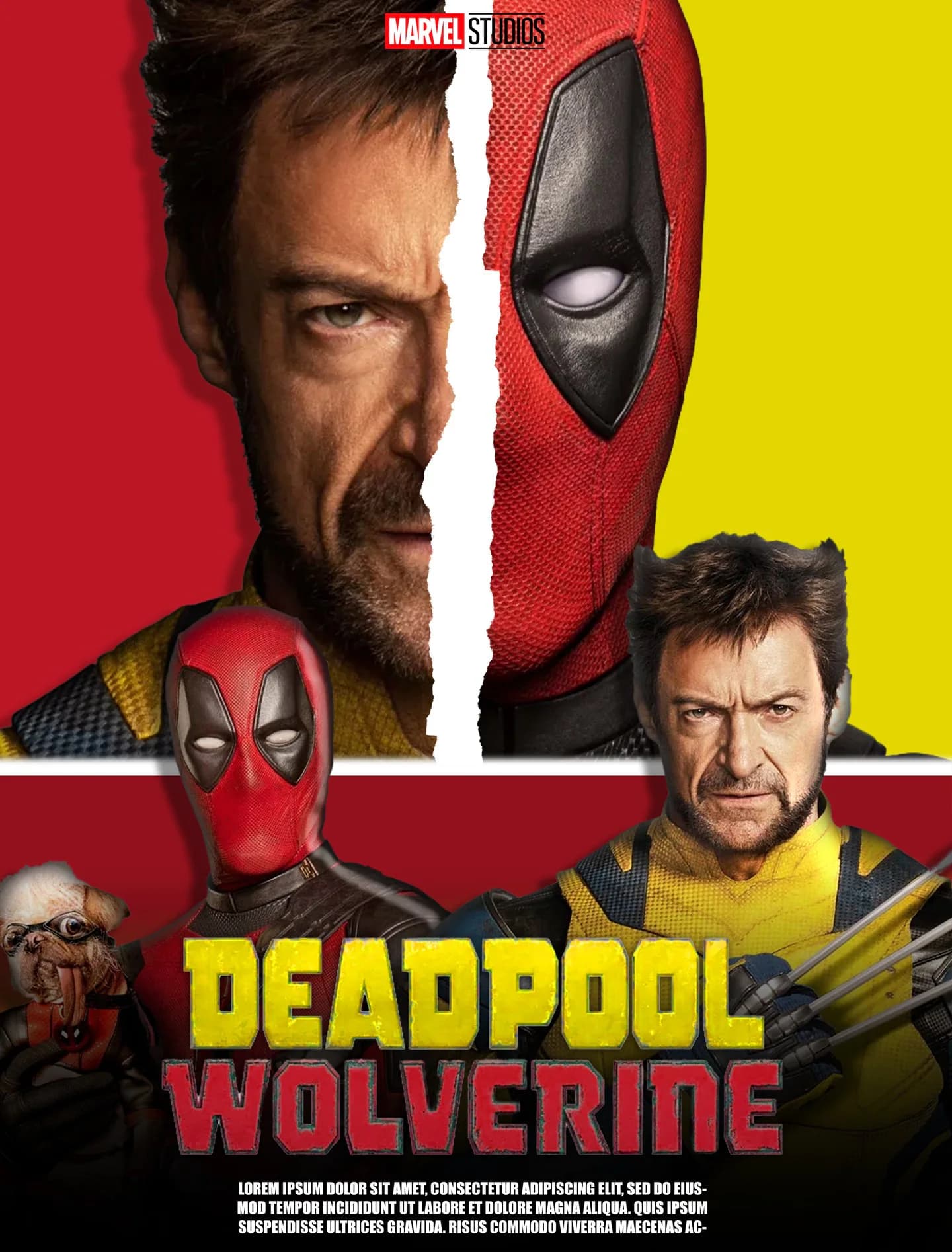 Fan-made Deadpool & Wolverine poster in red and yellow