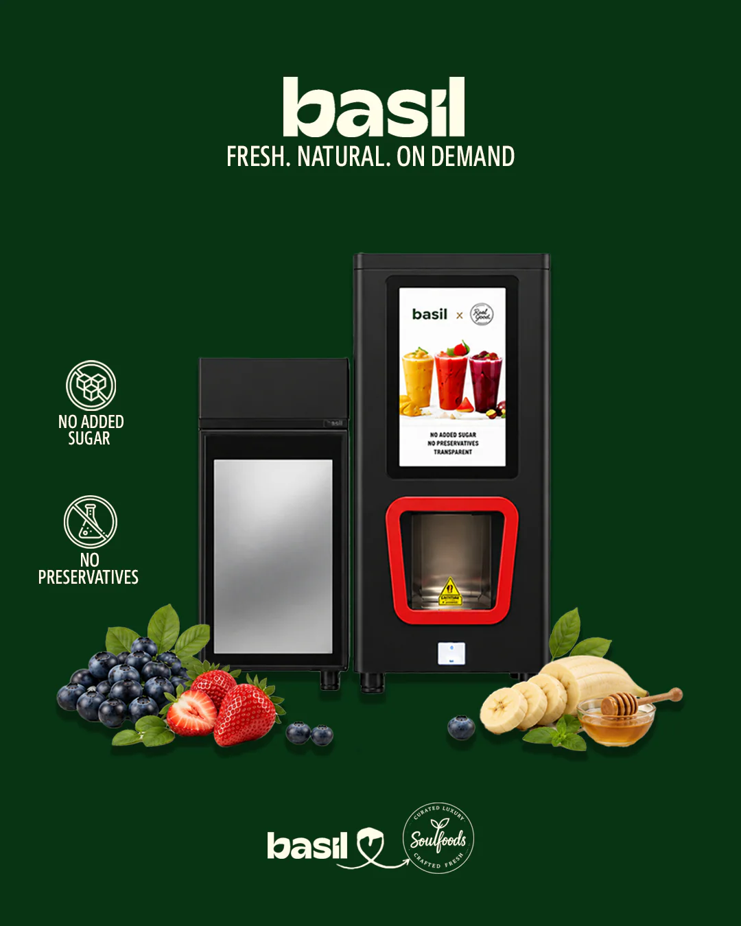 Basil machine visual: fresh, natural, on demand